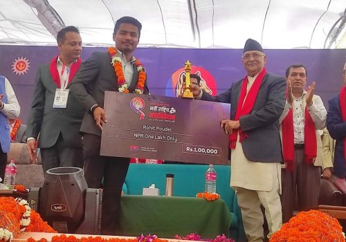 कप्तान रोहित पौडेल ‘केपी ओली राष्ट्रिय युवा प्रतिभा पुरस्कार’ बाट सम्मानित